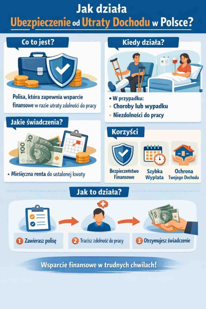Jak działa ubezpieczenie od utraty dochodu - Infografika